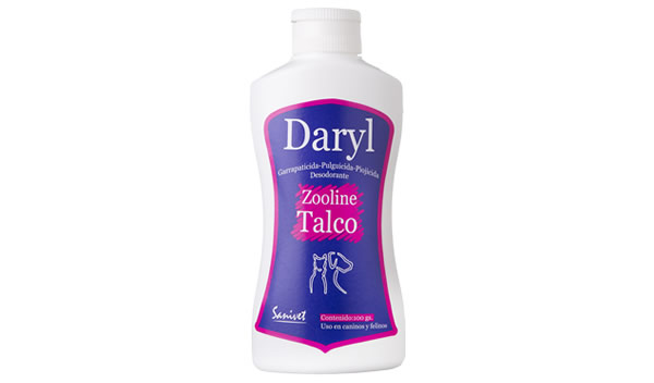 Daryl Talco Zooline - Talco ectoparasecticida, pulguicida y garrapaticida. Uso externo para espolvoreo en caninos y felinos.