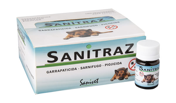 Sanitraz, Garrapaticida, Sarnicida y Piojicida para uso en perros. 