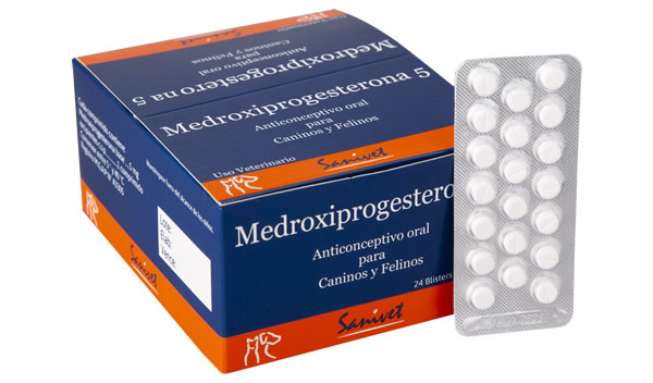 Medroxiprogesterona, Anticonceptivo oral para caninos y felinos.